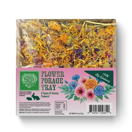 Tavita cu ierburi aromate pentru rozatoare, Forage Tray, Flower, Small Pet Select, 70 gr